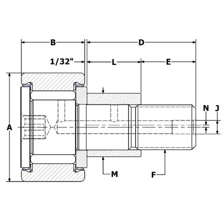 CARTER BEARINGS .5", Needle Cam Follower, Stainless Steel, Eccentric, Sealed, Hex SCE-16-SB